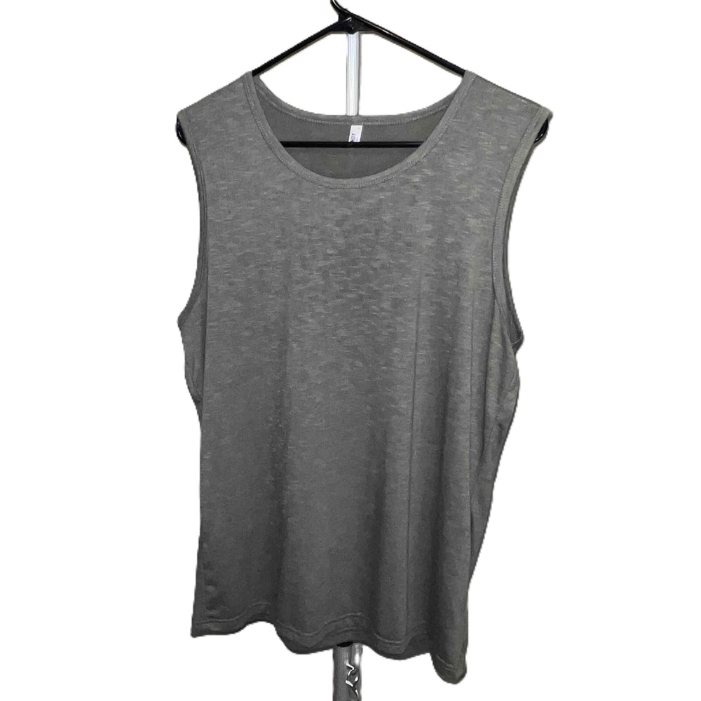Mens Green Round Neck Heather Green Sleeveless Tank Top Size Small